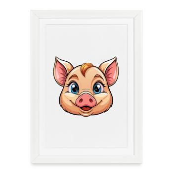 Face de cochon - Affiche encadrée (27 × 37 cm) - blanc - Devant