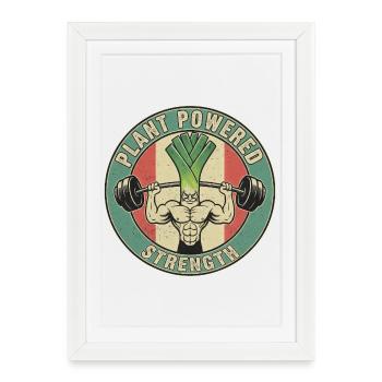 Strong Leek Weightlifting Design Fitness Vegan - Framed poster (27 × 37 cm) - white - Front