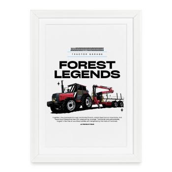 Tracteur Rouge 05 - Affiche encadrée (27 × 37 cm) - blanc - Devant