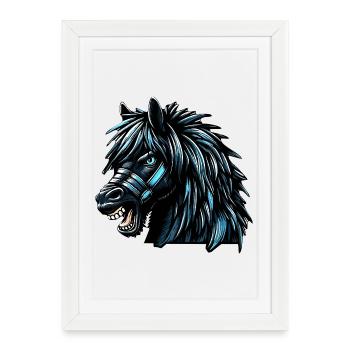 Cheval - Affiche encadrée (27 × 37 cm) - blanc - Devant