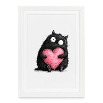Cat Love - Framed poster (27 × 37 cm) - white - Front