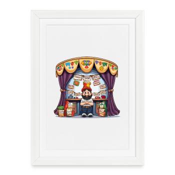 Magie du Marché : Le Marchand de la Coupe - Affiche encadrée (27 × 37 cm) - blanc - Devant