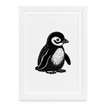 Bébé pingouin - Affiche encadrée (27 × 37 cm) - blanc - Devant