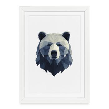 Bear Head, Strong Bear Design, Power Symbol - Framed poster (27 × 37 cm) - white - Front
