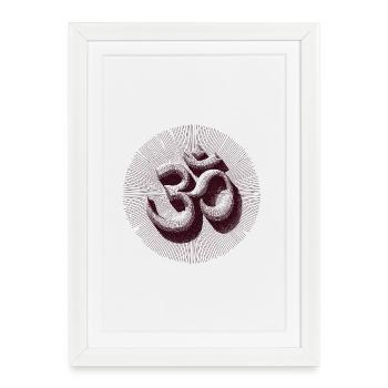 Gravure vintage Om Symbol Style Marron - Affiche encadrée (27 × 37 cm) - blanc - Devant