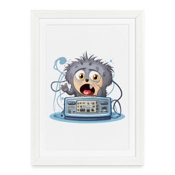 Boombox Monstre Câlin - Affiche encadrée (27 × 37 cm) - blanc - Devant