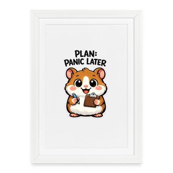 Plan : Hamster tardif paniqué - Affiche encadrée (27 × 37 cm) - blanc - Devant
