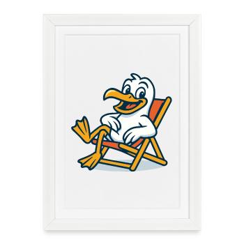 Casual duck in beach chair - Framed poster (27 × 37 cm) - white - Front