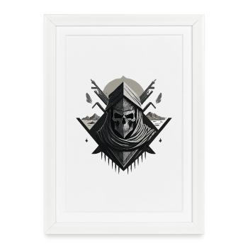 Squelette Voilé Désertique - Affiche encadrée (27 × 37 cm) - blanc - Devant