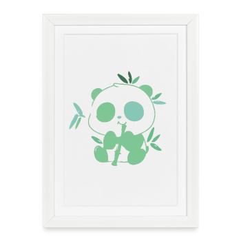 Panda avec bambou – illustration délicate - Affiche encadrée (27 × 37 cm) - blanc - Devant
