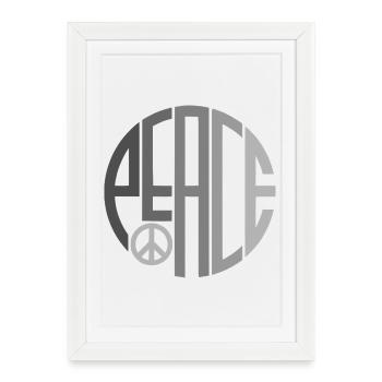 Circle Typography Peace with Peace Sign - Framed poster (27 × 37 cm) - white - Front