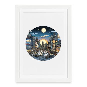 City light evening traffic - Framed poster (27 × 37 cm) - white - Front