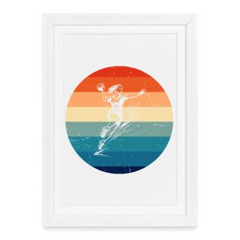Motif classique de handball pour femmes - Affiche encadrée (27 × 37 cm) - blanc - Devant