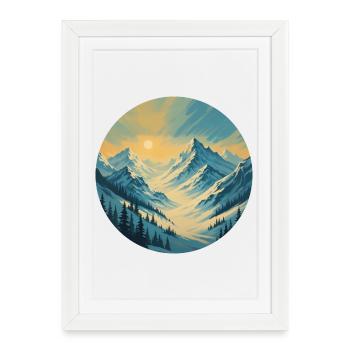 Golden morning light in the mountains - Framed poster (27 × 37 cm) - white - Front