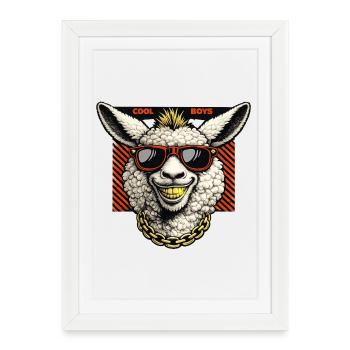 Casual lamb with sunglasses.... Cool boys - Framed poster (27 × 37 cm) - white - Front