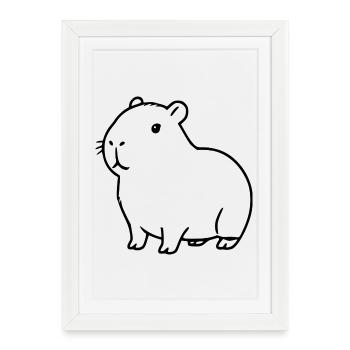 Capybara capybara noir - Affiche encadrée (27 × 37 cm) - blanc - Devant