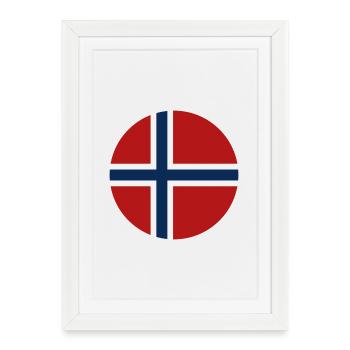 Drapeau rond norvégien - Affiche encadrée (27 × 37 cm) - blanc - Devant