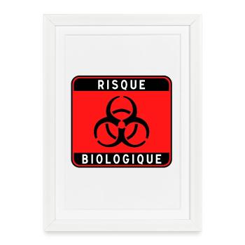 Panneau danger biologique, risque infectieux, mati - Affiche encadrée (27 × 37 cm) - blanc - Devant