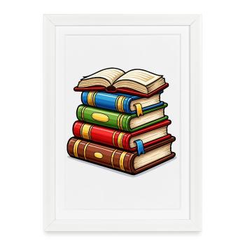 Pile de livres livres - Affiche encadrée (27 × 37 cm) - blanc - Devant