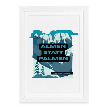 Pâturages alpins au lieu de palmiers – paysage montagneux - Affiche encadrée (27 × 37 cm) - blanc - Devant