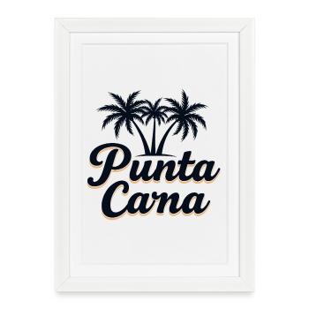 Vacances caribéennes à Punta Cana avec palmiers - Affiche encadrée (27 × 37 cm) - blanc - Devant