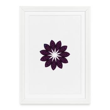 Fleur Mandala Violet foncé - Affiche encadrée (27 × 37 cm) - blanc - Devant
