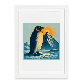 Polar beach penguin at sunrise - Framed poster (27 × 37 cm) - white - Front