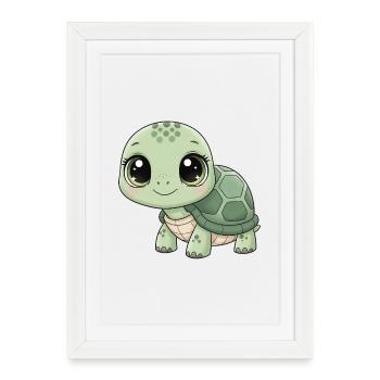 Tortue Doulouche Vert Menthe - Affiche encadrée (27 × 37 cm) - blanc - Devant