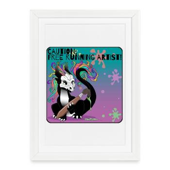 Attention : Artiste freelance running - Affiche encadrée (27 × 37 cm) - blanc - Devant