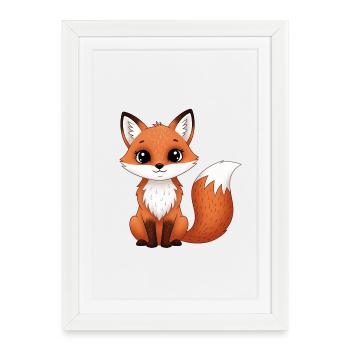 Un renard mignon dans un style dessin animé - Affiche encadrée (27 × 37 cm) - blanc - Devant