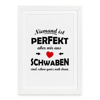 Cœur Rouge sur fond noir – Souabe - Affiche encadrée (27 × 37 cm) - blanc - Devant