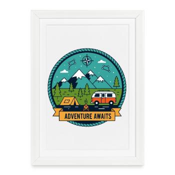 Adventure Camping Road Trip Wilderness Badge - Framed poster (27 × 37 cm) - white - Front