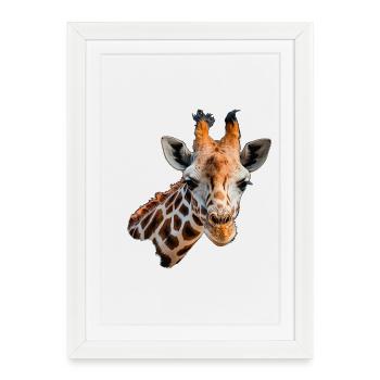 Giraffe portrait of course - Framed poster (27 × 37 cm) - white - Front