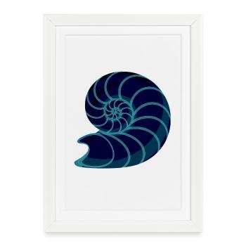 Neon Blue Ammonite Spiral - Framed poster (27 × 37 cm) - white - Front