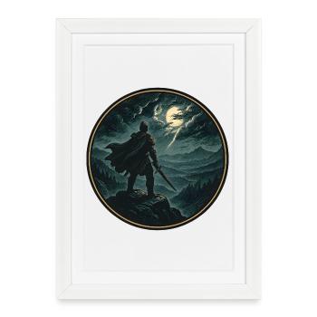Moonlight Knight on the Abyss - Framed poster (27 × 37 cm) - white - Front