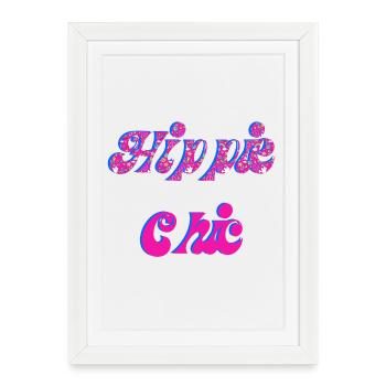 Hippie Chic | Groovy 70s Peace & Flowers T-Shirt  - Affiche encadrée (27 × 37 cm) - blanc - Devant