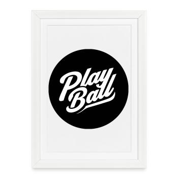 Play Ball Vintage Script - Affiche encadrée (27 × 37 cm) - blanc - Devant