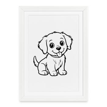 Cuddly Dog Line Drawing - Framed poster (27 × 37 cm) - white - Front
