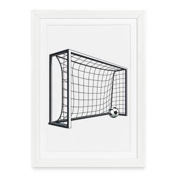 Tir filet de but en football 3D - Affiche encadrée (27 × 37 cm) - blanc - Devant
