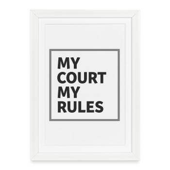 My Court My Rules Padel Tennis Statement - Framed poster (27 × 37 cm) - white - Front