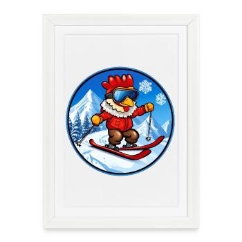 Chicken Ski - Framed poster (27 × 37 cm) - white - Front
