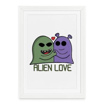 Duo d’amour extraterrestre - Affiche encadrée (27 × 37 cm) - blanc - Devant