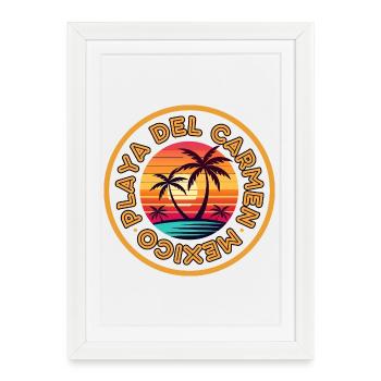 Sunset Palm Circle : Playa del Carmen, Mexique - Affiche encadrée (27 × 37 cm) - blanc - Devant