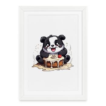 Délice de gâteau panda de Kawaii - Affiche encadrée (27 × 37 cm) - blanc - Devant