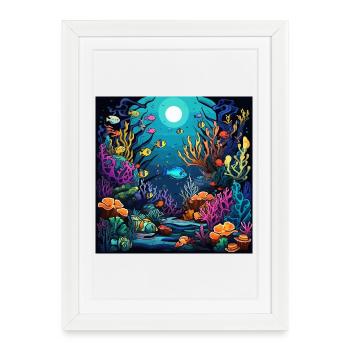 Coral Reef Underwater World - Framed poster (27 × 37 cm) - white - Front