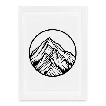 Montagnes Alpes - Affiche encadrée (27 × 37 cm) - blanc - Devant
