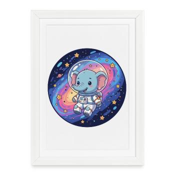 Éléphant spatial dans le casque d’astronaute - Affiche encadrée (27 × 37 cm) - blanc - Devant