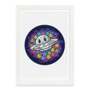 Cuddly UFO with star magic - Framed poster (27 × 37 cm) - white - Front