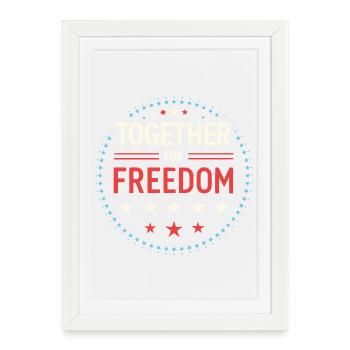 Ensemble pour la Liberté – Badge Étoilé - Affiche encadrée (27 × 37 cm) - blanc - Devant