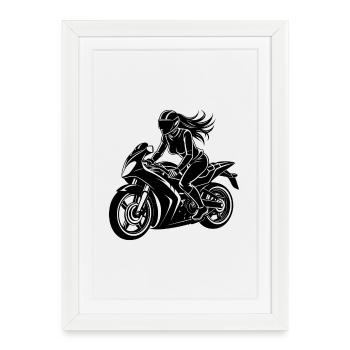 Sportive motarde - Affiche encadrée (27 × 37 cm) - blanc - Devant
